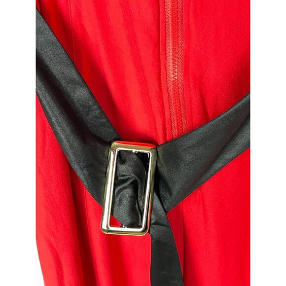 NWT Derek Heart Women's XL Santa Suit with Hat Zip Front Black Belt Faux Sherpa - Picture 3 of 8